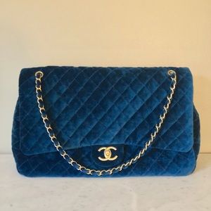 SOLD-Chanel Quilted Velvet Large Flap Bag